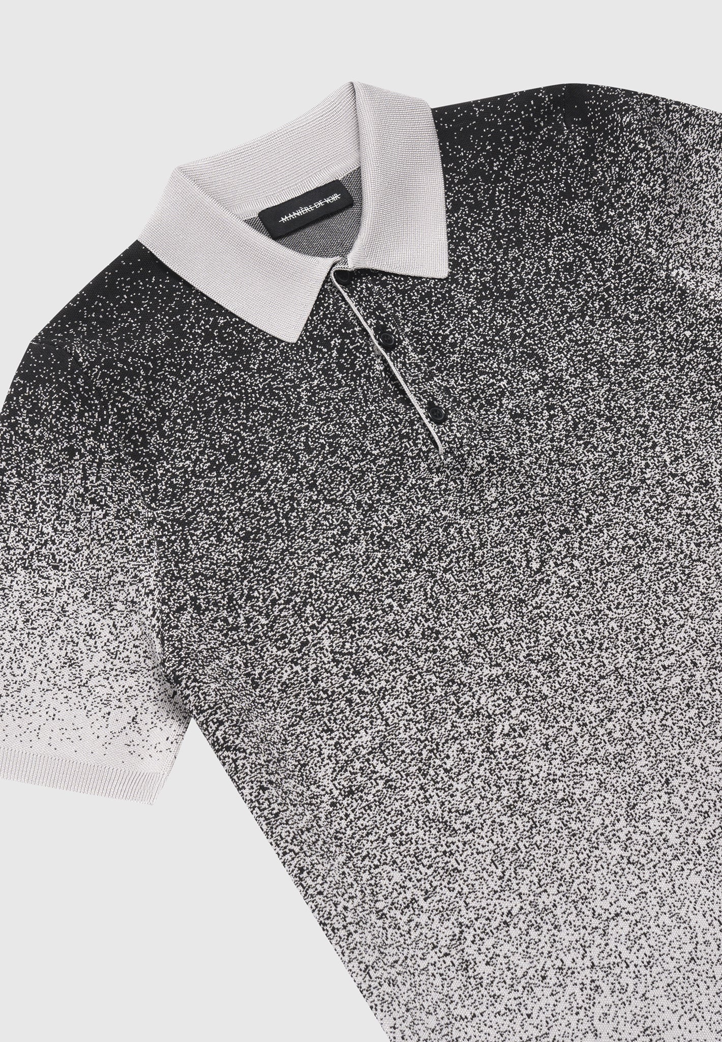 Ombré Knit Polo Top - Grey/Black