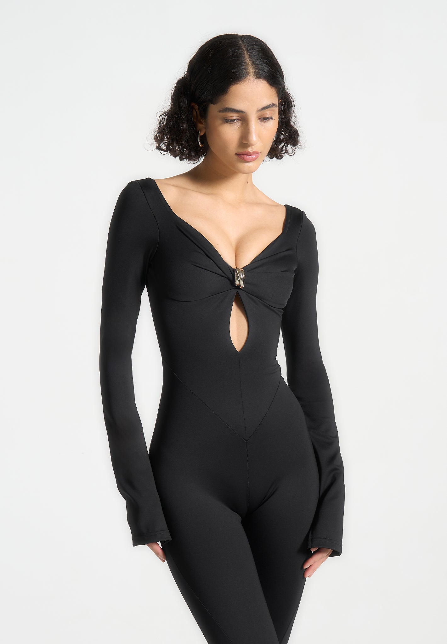 Twisted Bust Off Shoulder Jumpsuit - Black