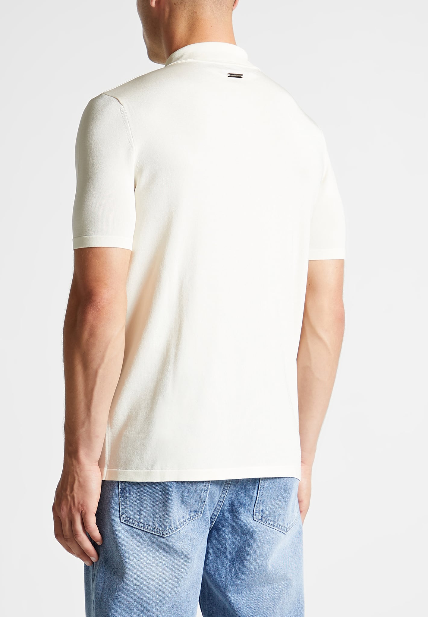 Luxe Polo Top With Zip - Off White