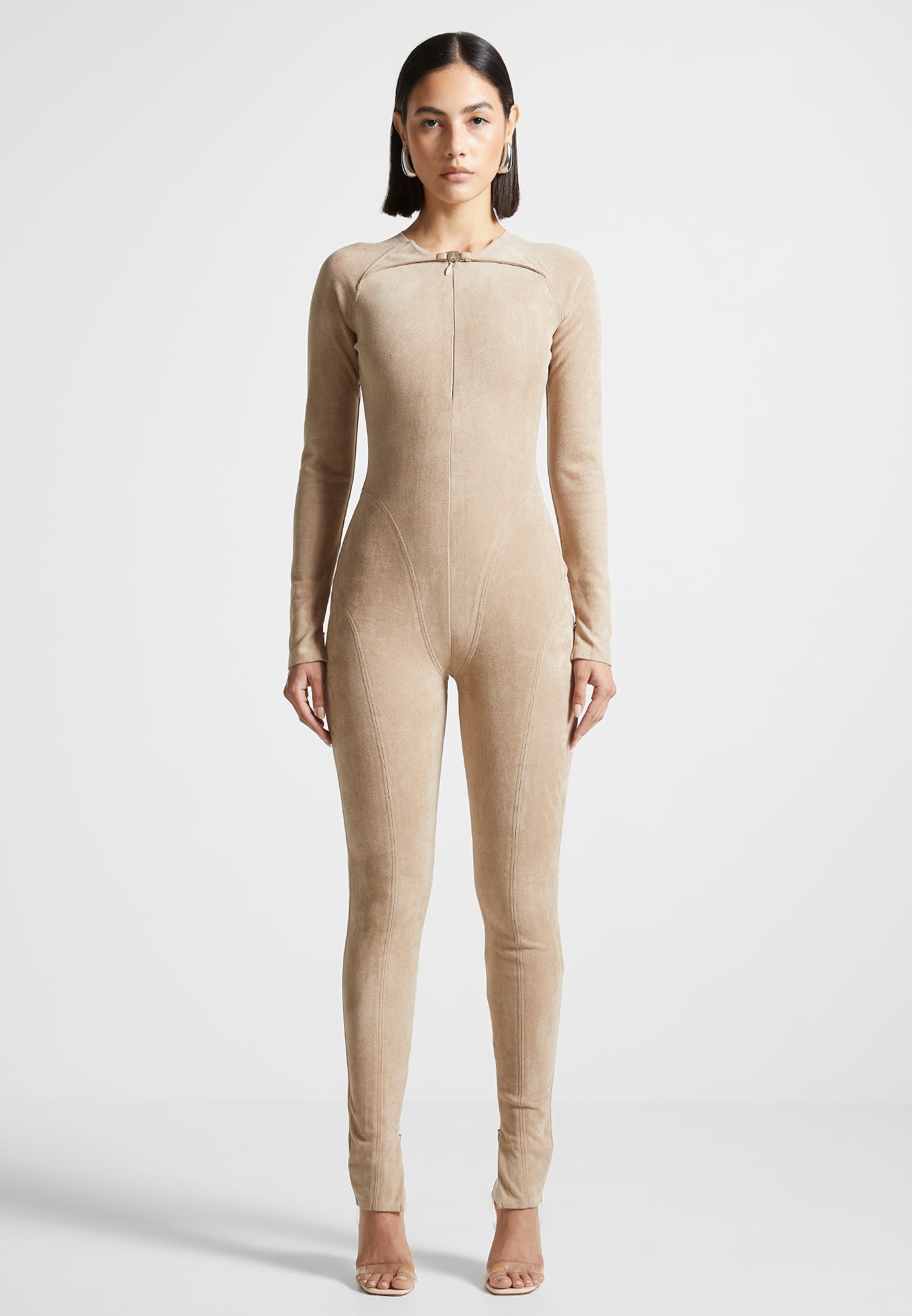 Vegan Suede Jumpsuit - Beige