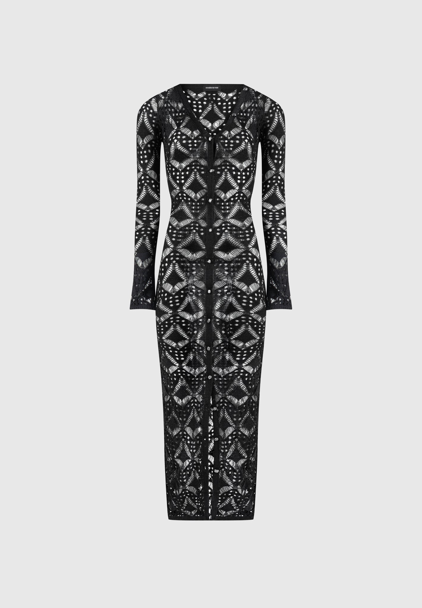 Knit Longline Cover Up Cardigan - Black