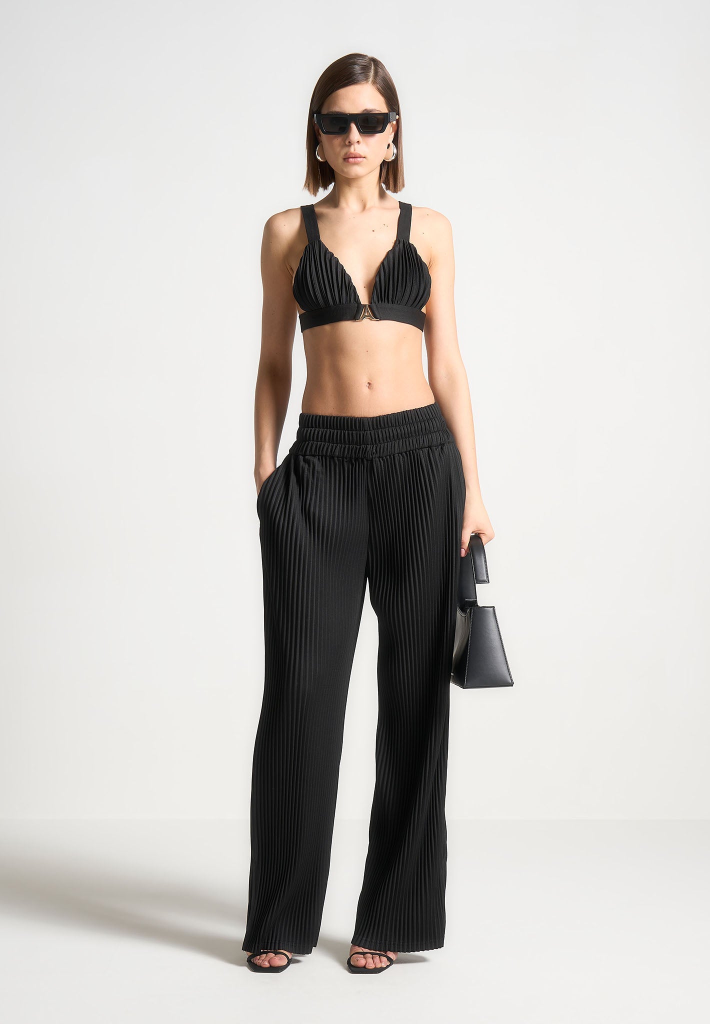 Pleated Eiffel Bralette - Black