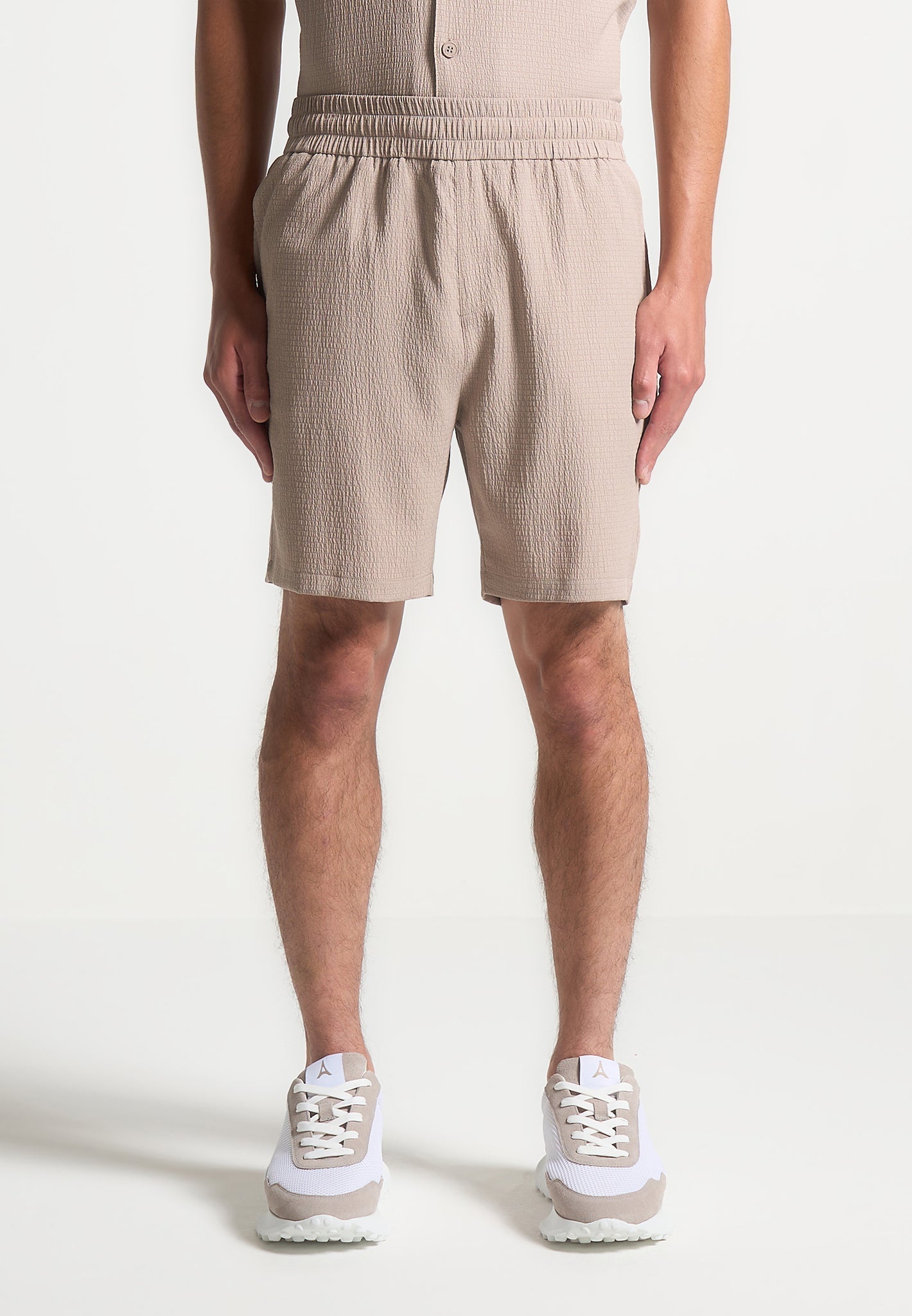 Seersucker Shorts - Taupe