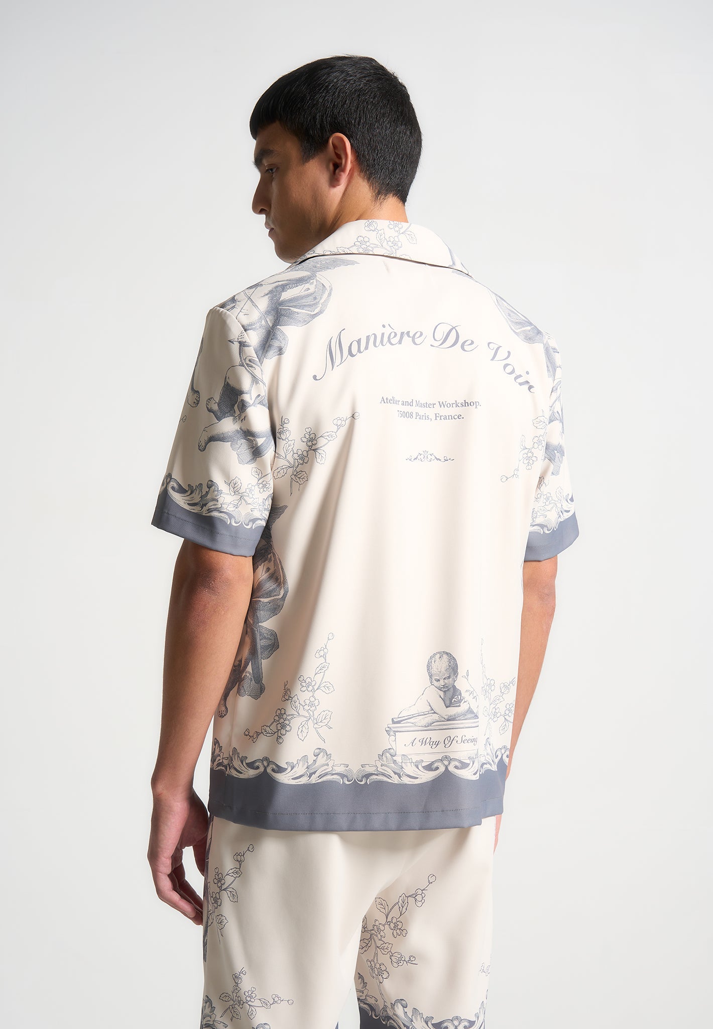 Signature Baroque Resort Shirt - Cream/Grey